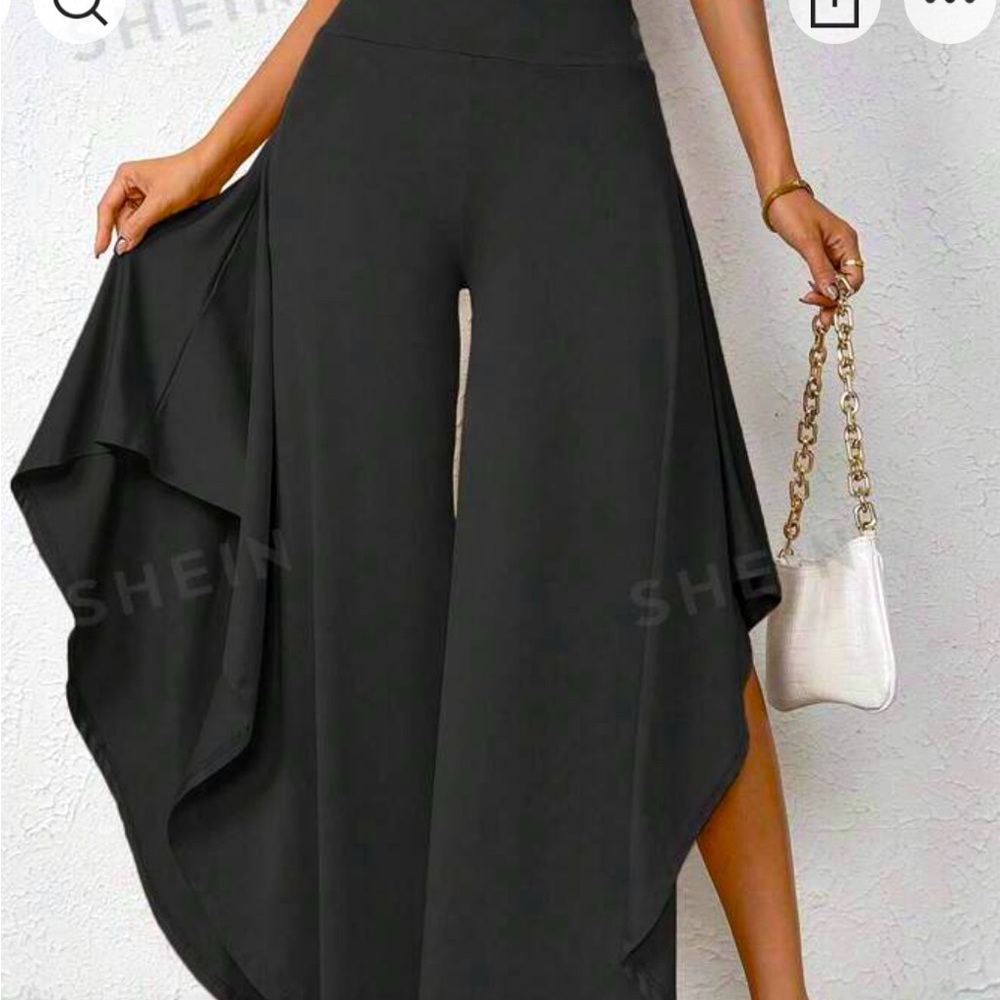 SHEIN black asymmetric hem pull on pants